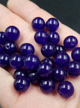 饰品散珠天然玉石石英岩玉紫色圆珠DIY手链项链散珠俏色玉石珠子
