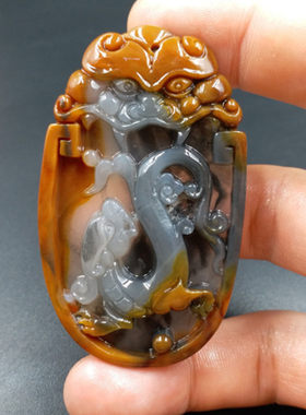 实物拍照天然玉石a货黄龙玉生肖