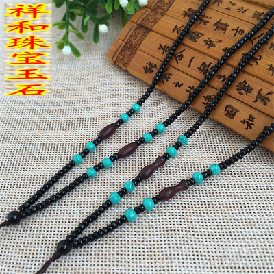 玉挂绳子绿松石红木吊坠绳手工编织全珠项链绳红木米珠花瓶吊坠绳