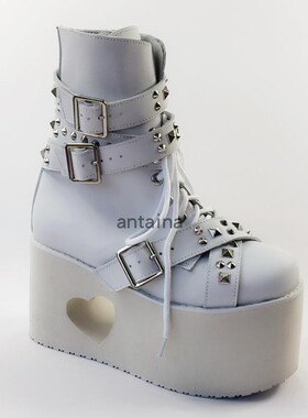 antaina手工定制店主实拍真皮短靴爱心鞋底松糕厚底鞋6970