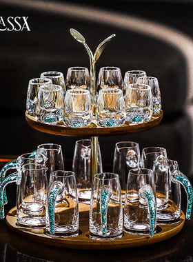 轻奢高档白酒杯分酒器架子套装家用水晶玻璃高级创意一口小烈酒盅