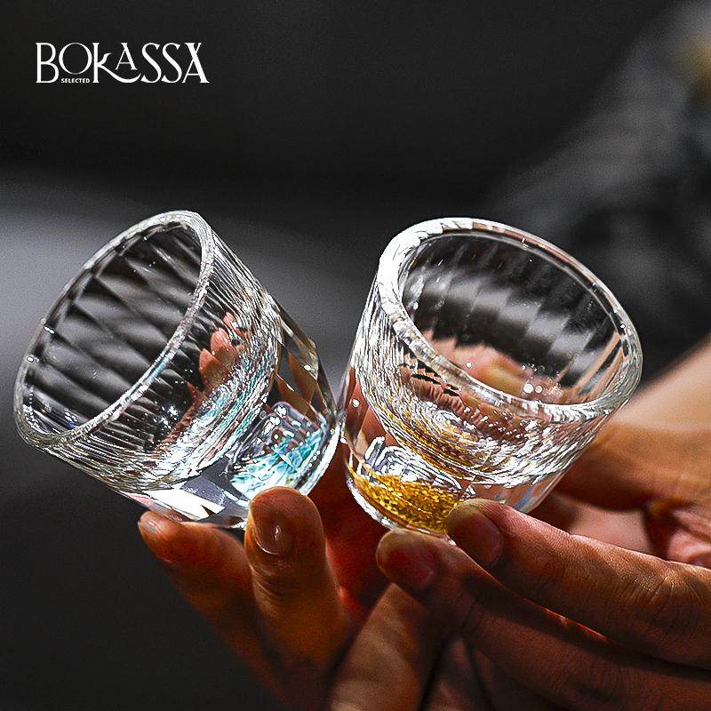 碗状竖纹金箔白酒杯水晶玻璃手工磨刻高档家用一两个性烈酒杯酒具,餐饮具,清酒杯,淘宝优惠券,粉丝福利购,淘宝优惠卷