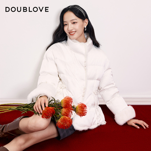 【暖意轻中式】缎面醋酸貂条羽绒服外套DOUBLOVE贝爱25冬新款