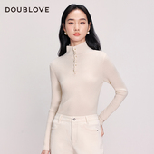 新款 套头毛衣DOUBLOVE贝爱25秋季 舒软针织控 设计感羊毛针织衫