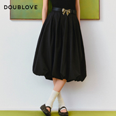 新款 半身裙肤感含桑蚕丝长裙DOUBLOVE贝爱2026春季 芭蕾花苞裙