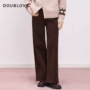 DOUBLOVE贝爱2025秋季 休闲裤 复古直筒牛仔裤 新款 怀旧风老爹裤