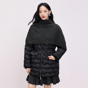 【舒暖慵懒风】收腰羽绒服白鸭绒针织披肩DOUBLOVE贝爱25冬季新款