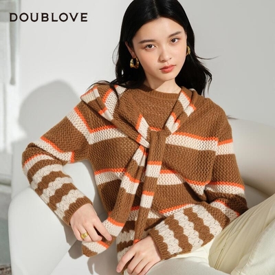 【绢丝羊绒衫】复古条纹套头毛衣