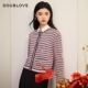新款 甜美毛衣外套DOUBLOVE贝爱春季 舒软小香风 条纹针织开衫