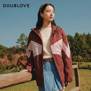新款 连帽派克服国风提花外套DOUBLOVE贝爱26春季 户外感新中式