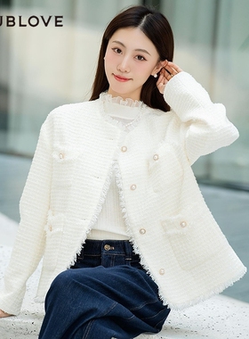 【优雅小香风】经典一手长外套粗花呢短大衣DOUBLOVE贝爱25秋新款