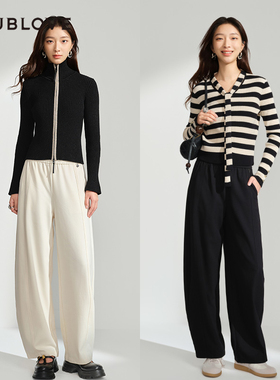 【松弛感香蕉裤】轻运动风阔腿裤松紧腰磨毛卫裤DOUBLOVE贝爱