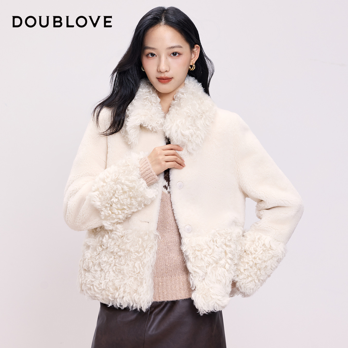 【皮毛一体】托卡羊卷毛皮草外套复古DOUBLOVE贝爱2025冬季新款,女装/女士精品,皮草,淘宝优惠券,粉丝福利购,淘宝优惠卷