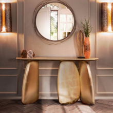 Degas设计师玄关门厅靠墙装饰柜入户走廊端景台设计感金色条案桌