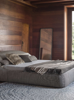 德加定制意大利Abbracci Gray双人床别墅大平层主卧室软包布艺床