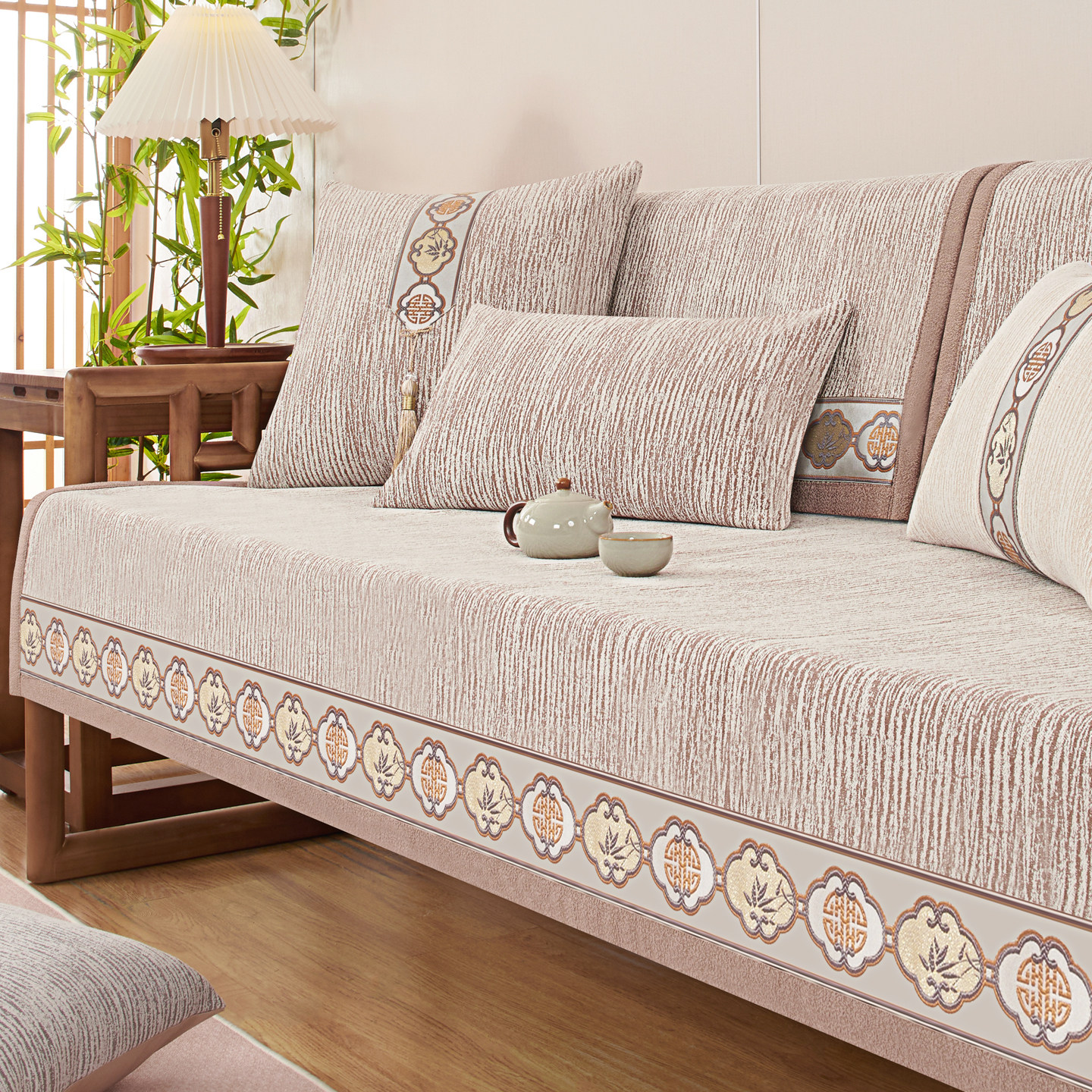 新中式实木坐雪尼尔沙发垫防滑四季通用盖布中式垫红木沙发套罩巾,居家布艺,沙发垫,淘宝优惠券,粉丝福利购,淘宝优惠卷