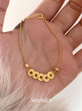 1.15上新85折【五帝钱】碎冰冰爆闪~重工925银手链轻奢本命年礼物