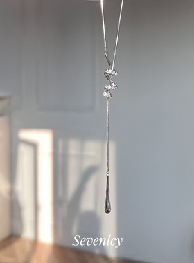 七与【旋律之音】自留百搭高级小众曲线水滴项链抽拉
