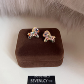 敲可爱 新品 彩虹小马 新年本命年马年耳钉耳环礼物女