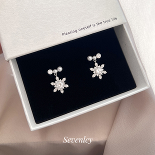 新品【飘雪】高品质氛围感绝~圣诞珍珠雪花耳钉耳环耳坠