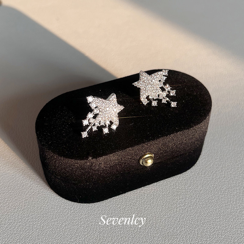 新品【流星夜】爆闪轻奢星星烟花耳钉小众设计感耳环耳饰,饰品/流行首饰/时尚饰品新,耳钉,淘宝优惠券,粉丝福利购,淘宝优惠卷