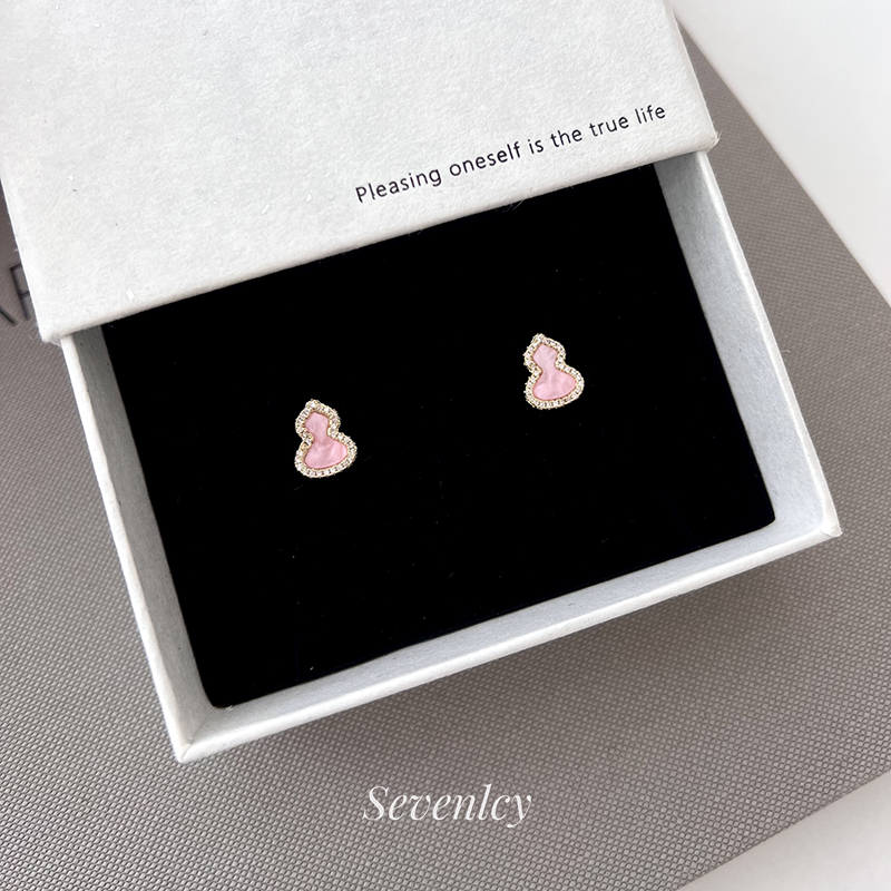七与 粉葫芦 小巧耳钉招财纳福招桃花珠光粉温柔精致925银针耳环