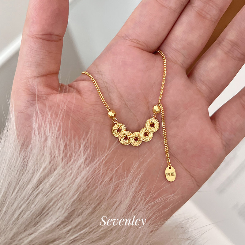 新品【五帝钱纳福】碎冰冰爆闪~重工925银项链轻奢本命年4.3g,饰品/流行首饰/时尚饰品新,项链,淘宝优惠券,粉丝福利购,淘宝优惠卷