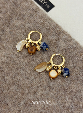 七与 新品【拾秋】精工高品！秋冬美拉德串珠贝壳流苏耳扣
