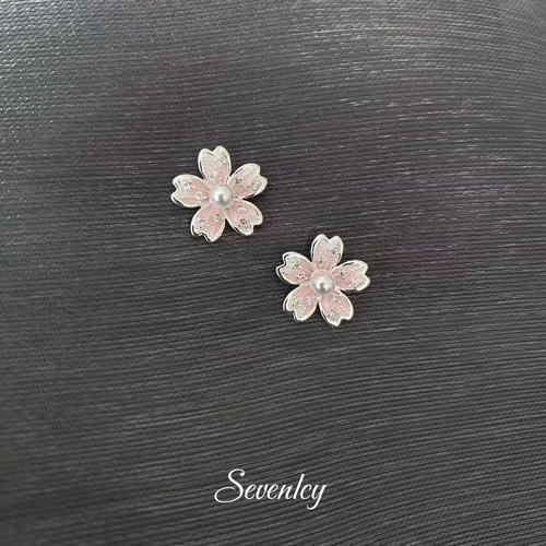 新品【樱花】春夏耳环S925银针花朵可爱小清新耳钉耳夹女