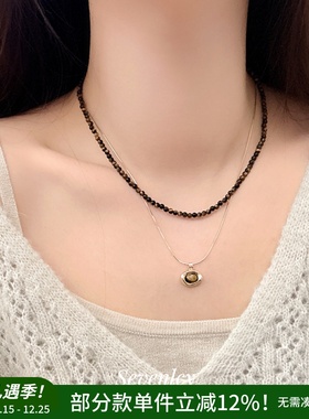 新品【秋冬物语】一款多戴复古轻奢虎眼石项链毛衣链叠戴