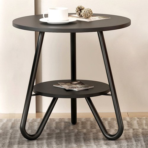 茶几桌子阳台黑白实木边几角简约