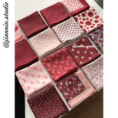 百搭装 复古高级感红色波点印花小方巾女春夏薄款 透气时尚 饰包头巾