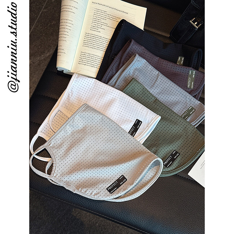 冰丝挂耳透气防晒面罩女户外骑行登山防紫外线遮阳脸罩防晒袖套男