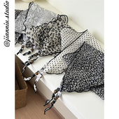 百搭装 时尚 饰领巾潮 ins风复古黑白波点印花三角巾女春夏新款 韩版