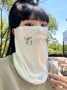 蝴蝶花冰丝防晒面罩女夏季户外薄款透气全脸时尚百搭遮阳护颈脸罩