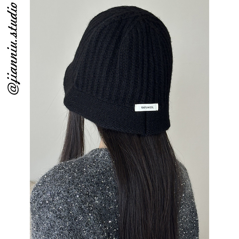保暖羊毛针织帽子纯色套头毛线帽