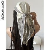 简约百搭装 夏季 复古氛围感大三角巾女韩版 饰包头巾多用屁帘半身裙