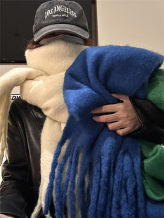 新款 韩版 时尚 百搭加厚保暖纯色流苏围脖潮 ins高级感围巾女秋冬季