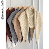 百搭保暖护颈针织小围脖 洋气时尚 韩版 小众纯色三角披肩女春秋新款