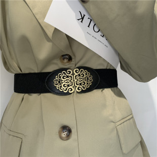 西装 饰连衣裙腰封百搭弹力腰带对扣外套简约配松紧复古潮 腰封装