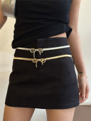 韩版 蝴蝶结松紧弹力细腰带金属腰链金银色ins女生皮带 优雅百搭款