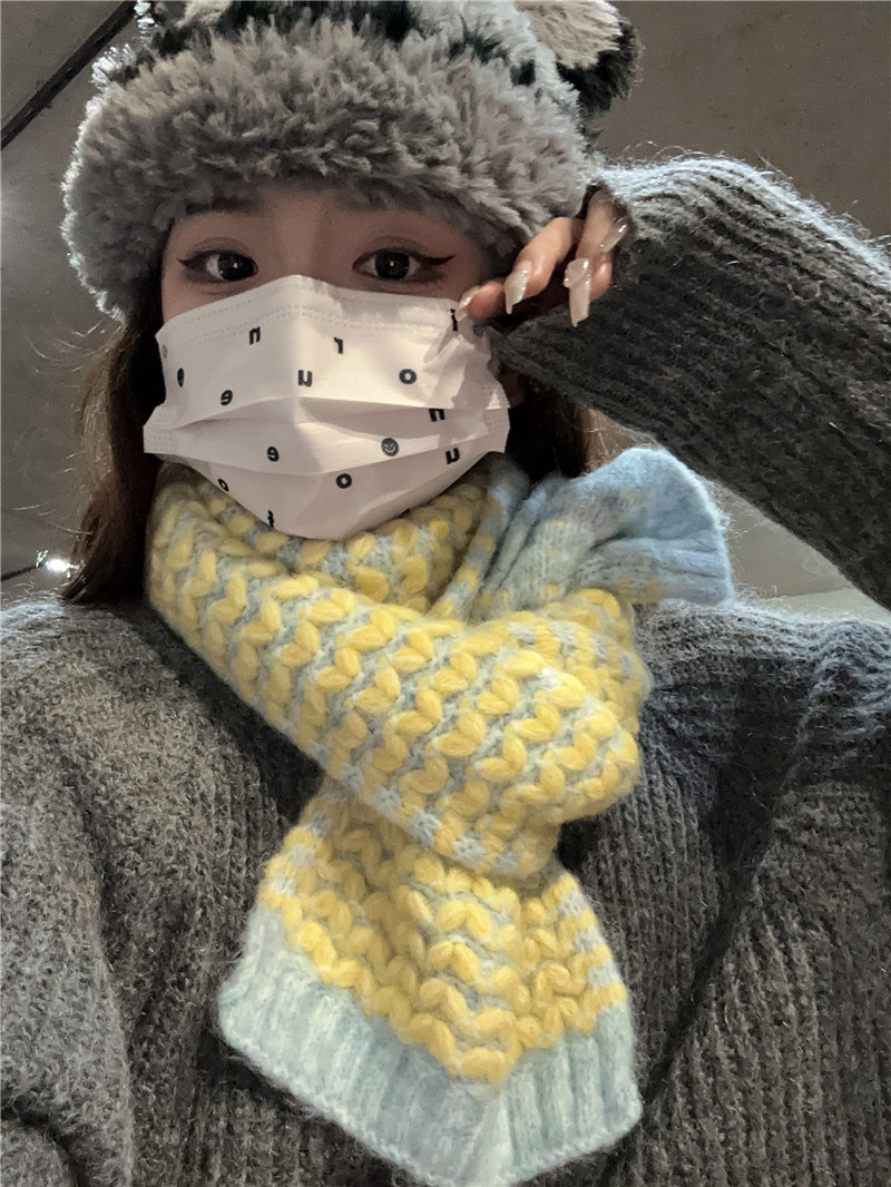 针织围巾韩版秋冬季百搭毛线围脖