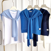 2026新款 女春秋办公室空调房护颈保暖小坎肩 纯色针织披肩外搭薄款