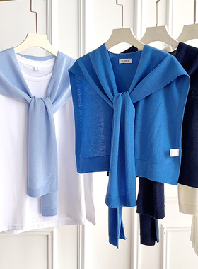 2026新款纯色针织披肩外搭薄款女春秋办公室空调房护颈保暖小坎肩