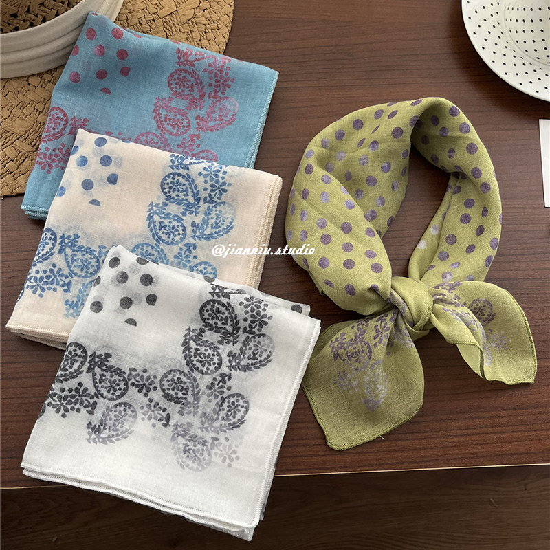 韩版高级感复古波点印花小方巾丝巾女春季新款多功能装饰领巾发带,服饰配件/皮带/帽子/围巾,围巾/丝巾/披肩,淘宝优惠券,粉丝福利购,淘宝优惠卷