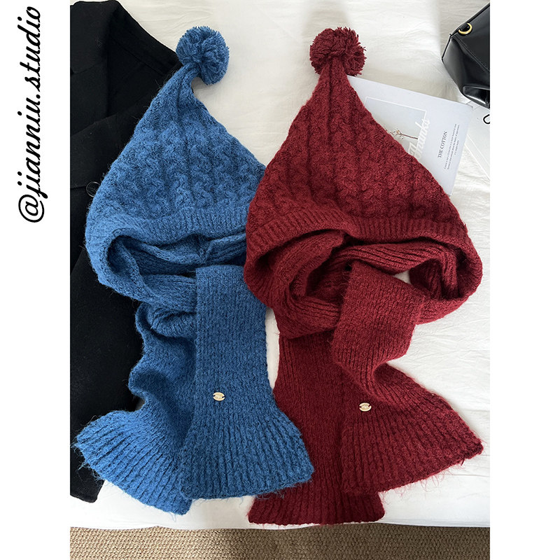 可爱毛球麻花针织巴拉克拉法帽女冬季新款百搭保暖套头帽围脖一体,服饰配件/皮带/帽子/围巾,帽子,淘宝优惠券,粉丝福利购,淘宝优惠卷