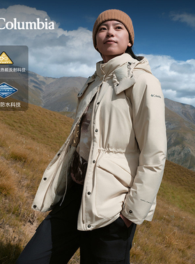 哥伦比亚户外女25秋冬新款金点防水外套鹅绒600蓬羽绒服XR2474