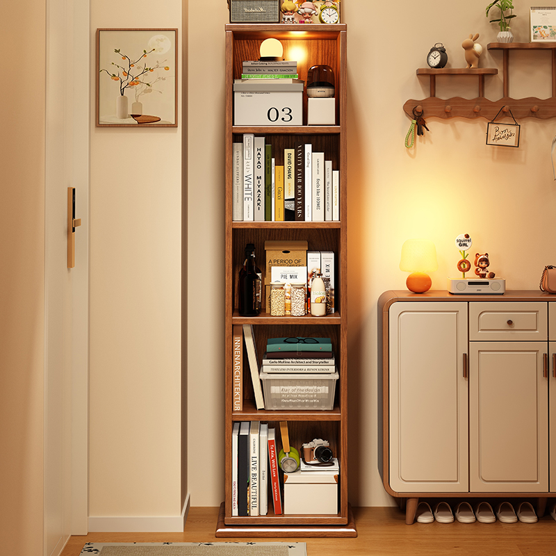 实木书架可旋转置物收纳边柜