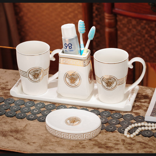 欧式陶瓷卫浴五件套漱口杯
