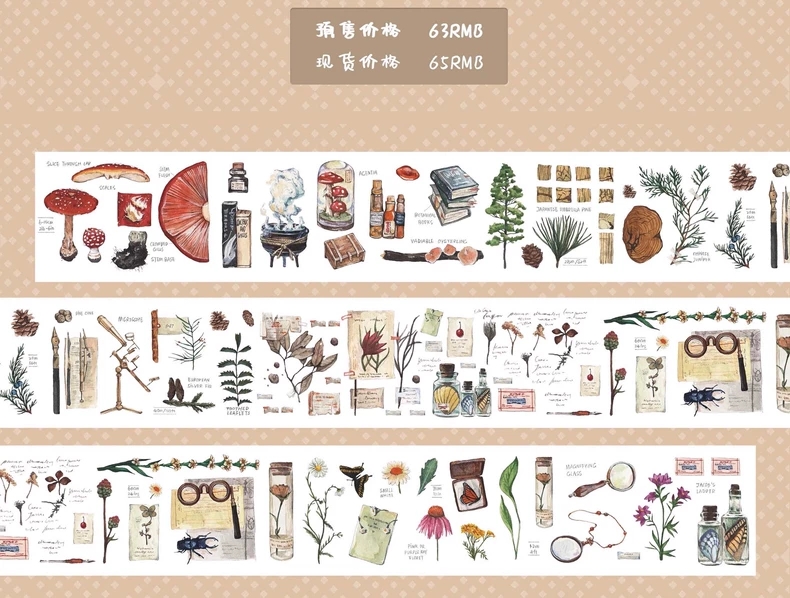 4件包邮】本初 植物标本 实验室 植物 花 和纸胶带 pet